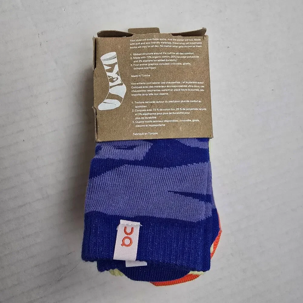 On Running Kids Crew Socks Size M/13-3/EU31-35 4pk Blueberry Flame